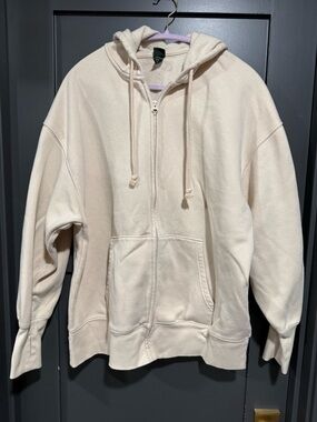wild fable Cream Zip-Up Hoodie Jacket